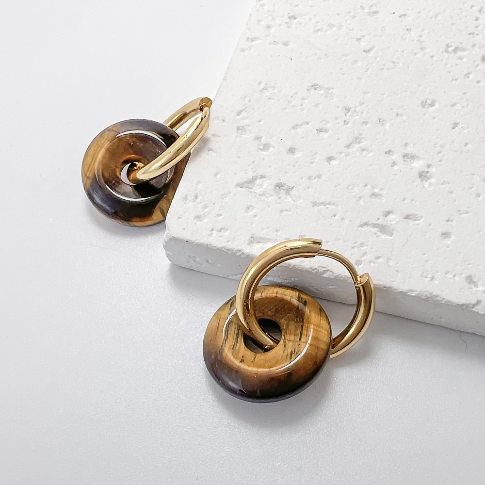 Stainless Steel and Natural Stone "Peace Knot" Hoop Earrings—Simple and Elegant Earrings