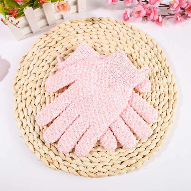 Thickened Bath Gloves Five-Finger Exfoliating Scrub Mitt for Back Scrubbing