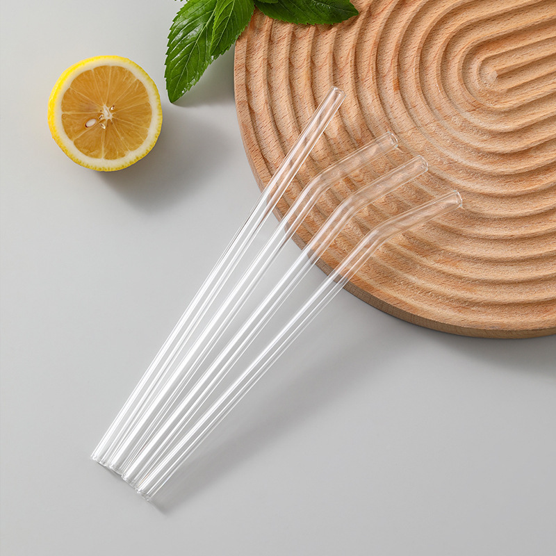 High Borosilicate Transparent Glass Straw Heat-Resistant Durable Set Non-Disposable Pregnant Women Juice Drinking Straw Bendable Portable