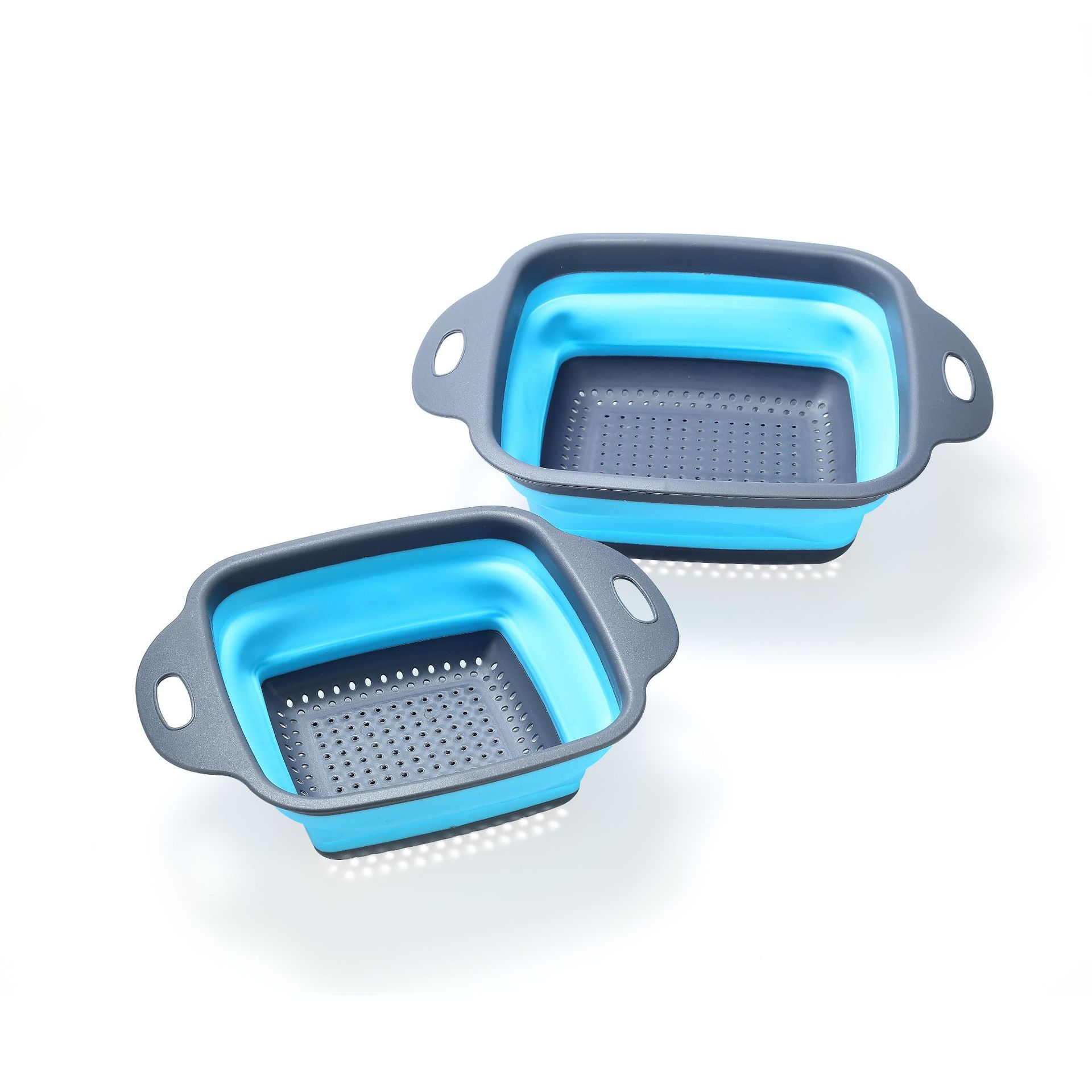 Silicone Foldable Colander Basket Round Folding Drain Basket Kitchen Tool Easy to Store Set Household Basket