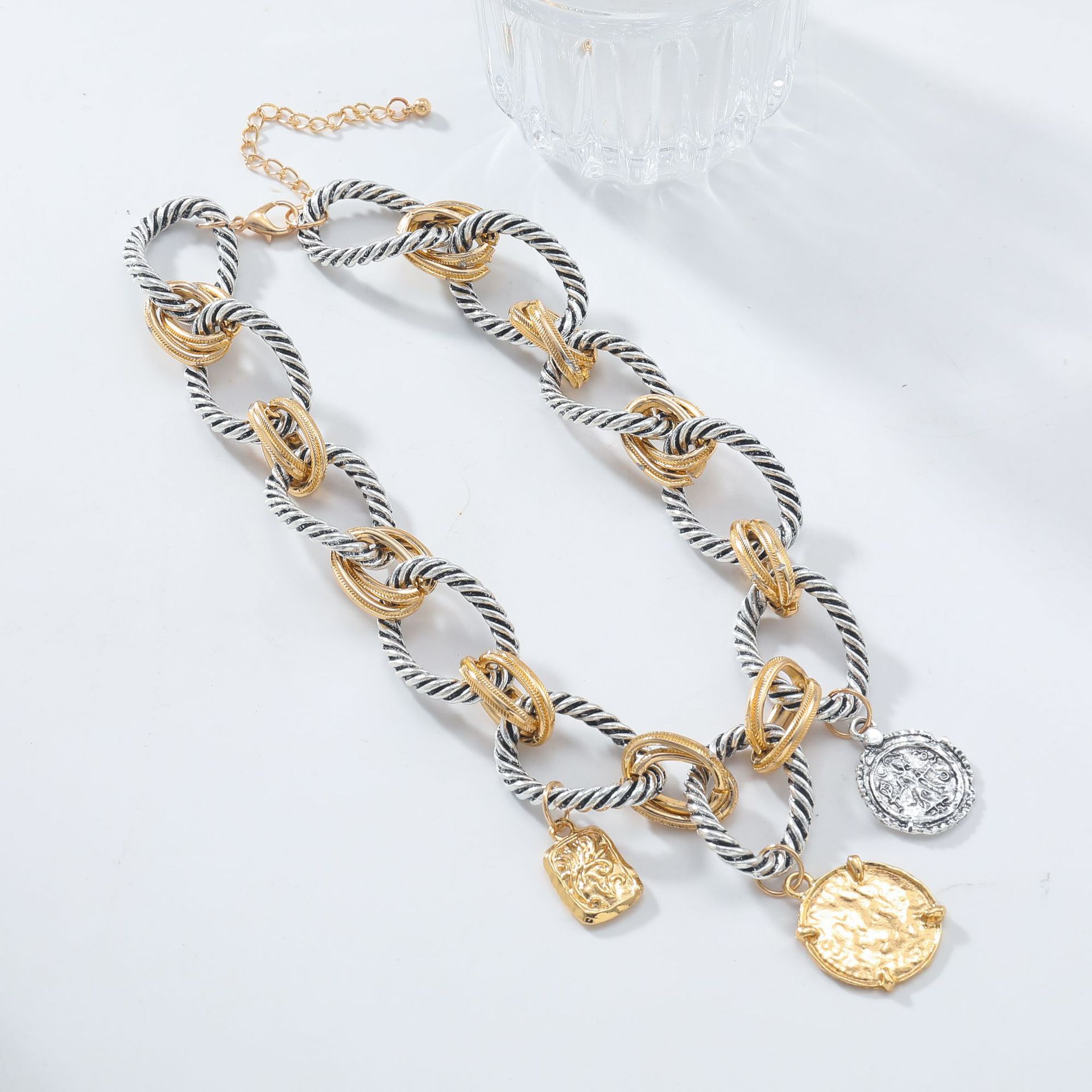 ZA exaggerated chain multi-layer coin necklace bohemian summer vacation style