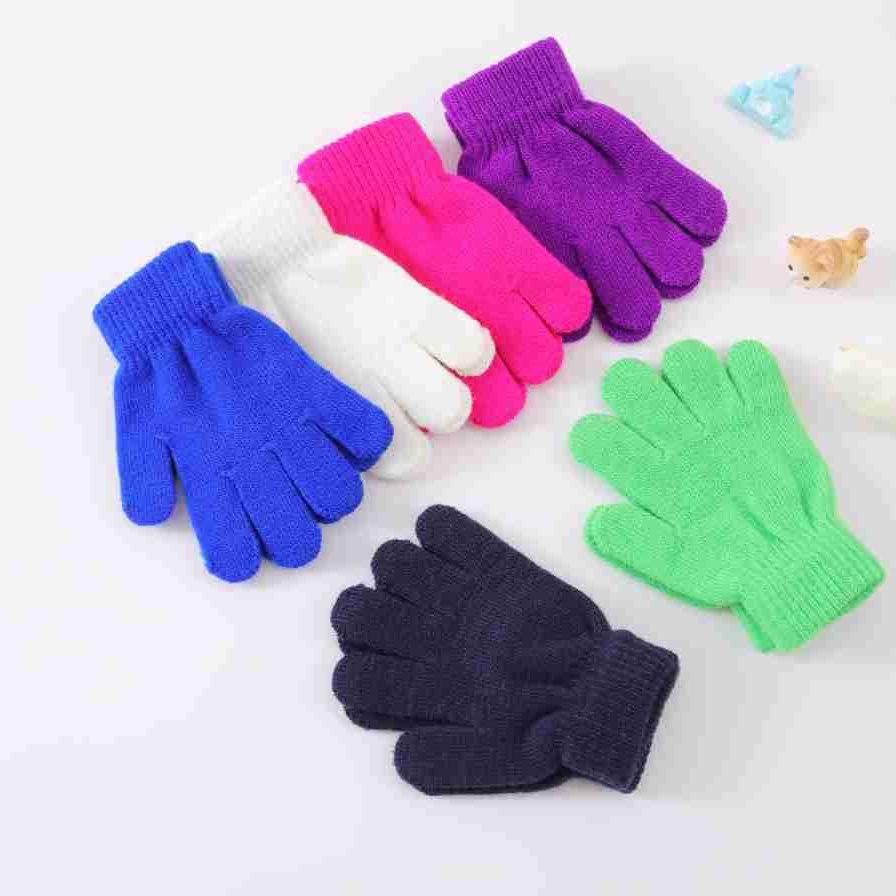 New Winter Knitted Children's Warm Gloves Macaron Warm Windproof Gloves Anti-Freeze Split-Finger Gloves