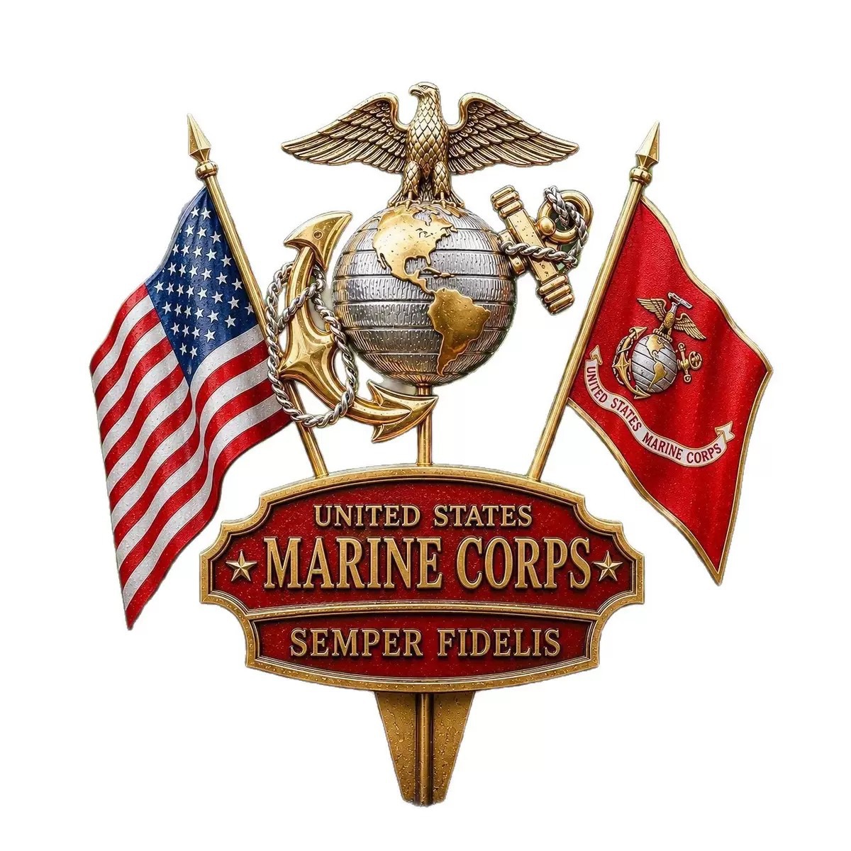 Yard Decoration Plaque Marine Corps Garden Decoration Ground Insert Metal