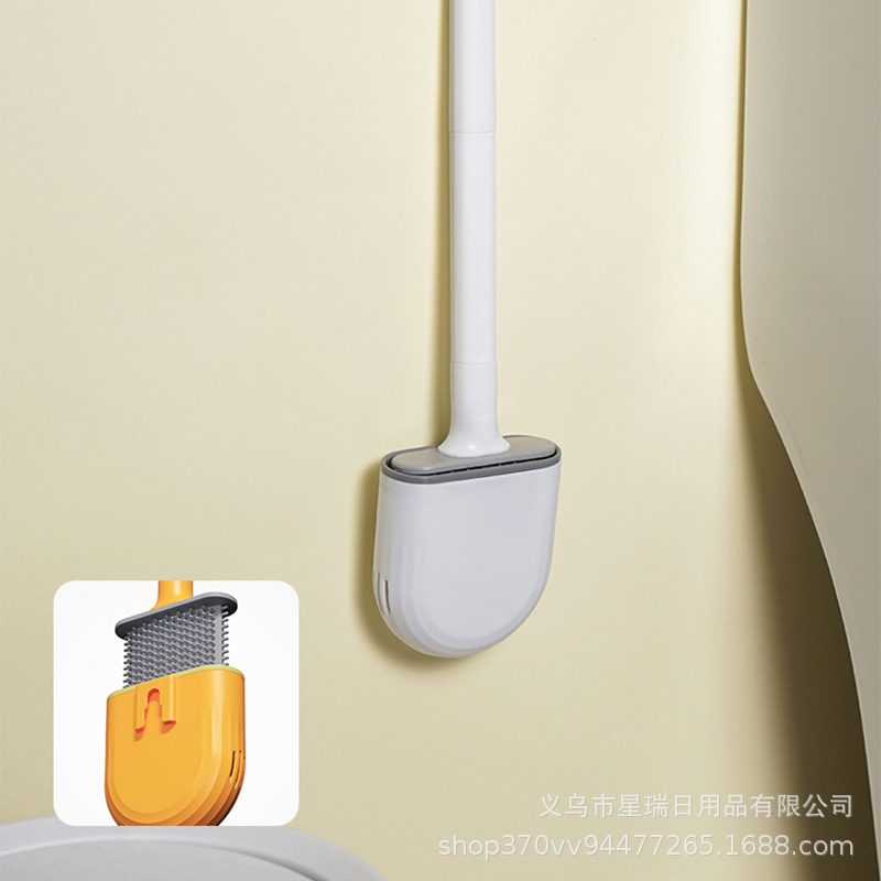Mini Silicone Toilet Brush, Household No-Dead-Angle Toilet Cleaning Brush, Wall-Mounted, Detachable Bathroom Brush