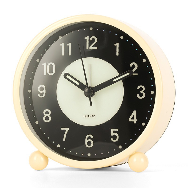 4.5-inch Luminous Alarm Clock Student Bedside Electronic Clock Simple Metal Desktop Silent Small LED Clock