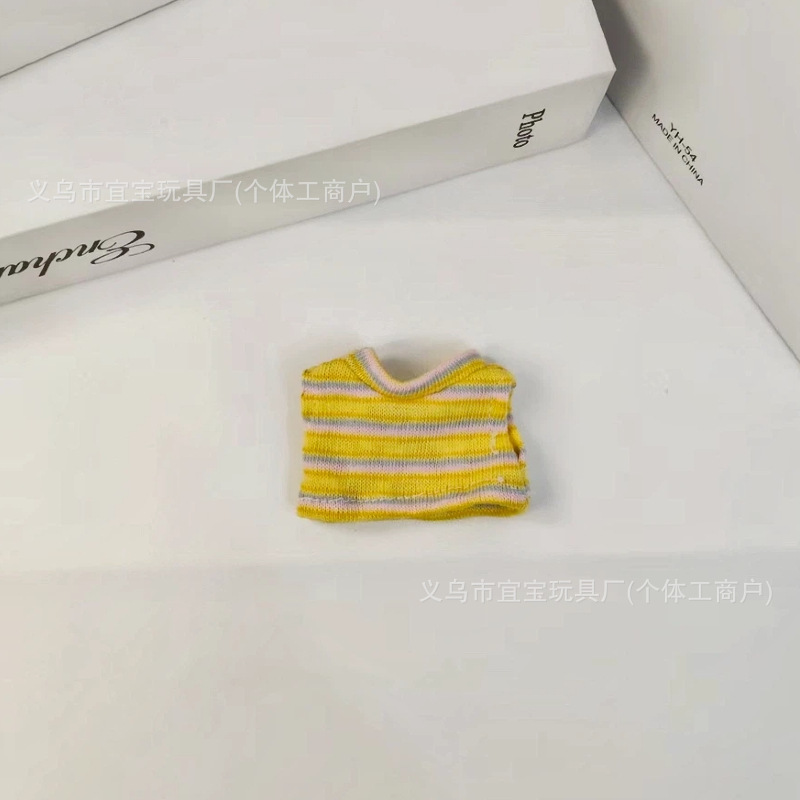 New Long Leg Kitty Clothes Summer Striped Vest T10cm Cotton Doll Short Sleeve Shorts Crying Doll Plush Toy