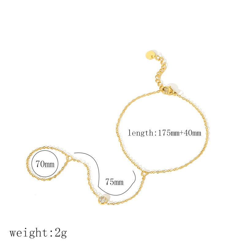Simple women hand jewelry stainless steel finger chain ring integrated 18k gold chain