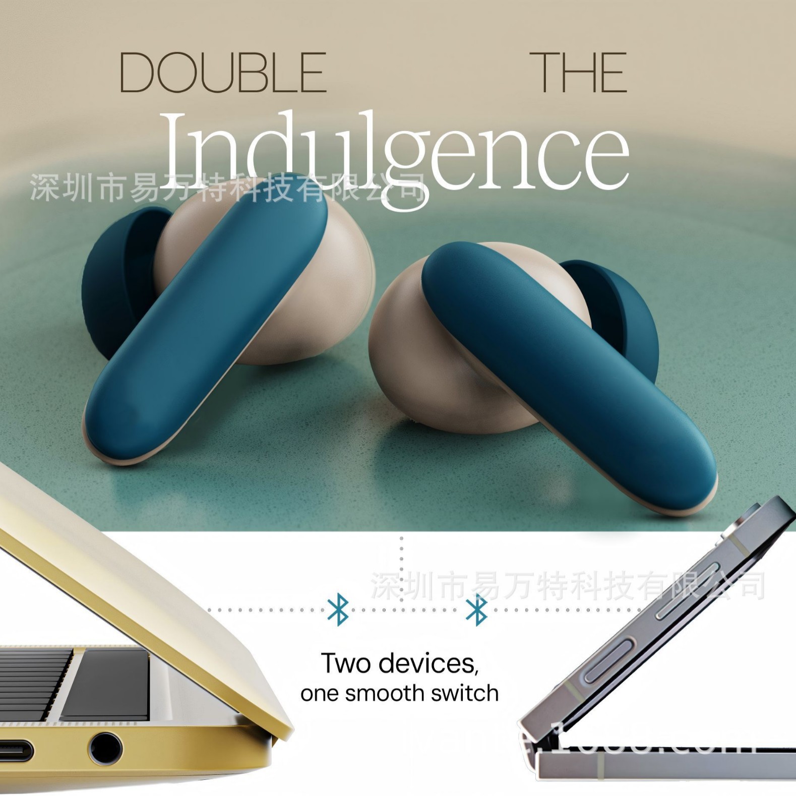 IVANTE Private Mold S49E Call ANC Active Noise Reduction Low Latency Ultra-Thin TWS In-Ear Bluetooth Headphones