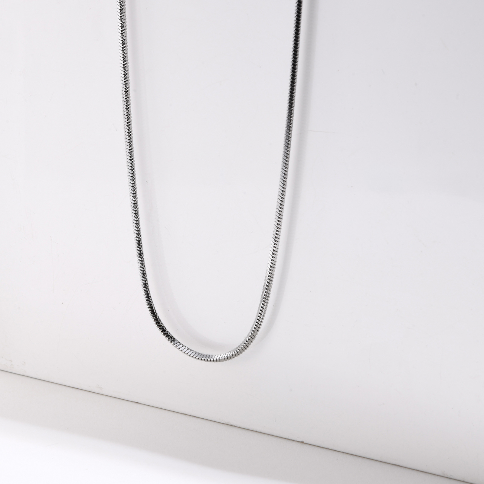 Stainless Steel Square Snake Bone Chain 1.5/2MM Chain Simple Layered Matching Chain Unisex Minimalist Collarbone Chain