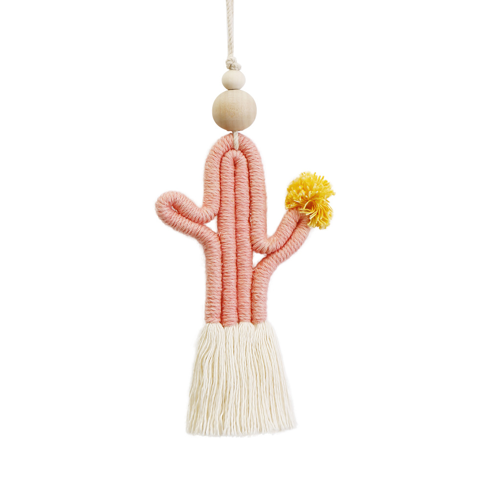 Green Plant Cactus Keychain Bohemian Seed Bead Handwoven Handmade Bag Pendant