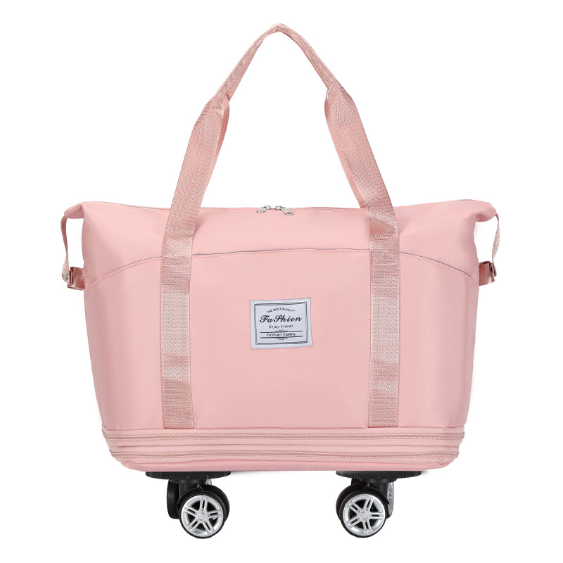 Travel bag with pulley universal wheel women large capacity foldable pull rod bag shopping storage luggage bag waterproof