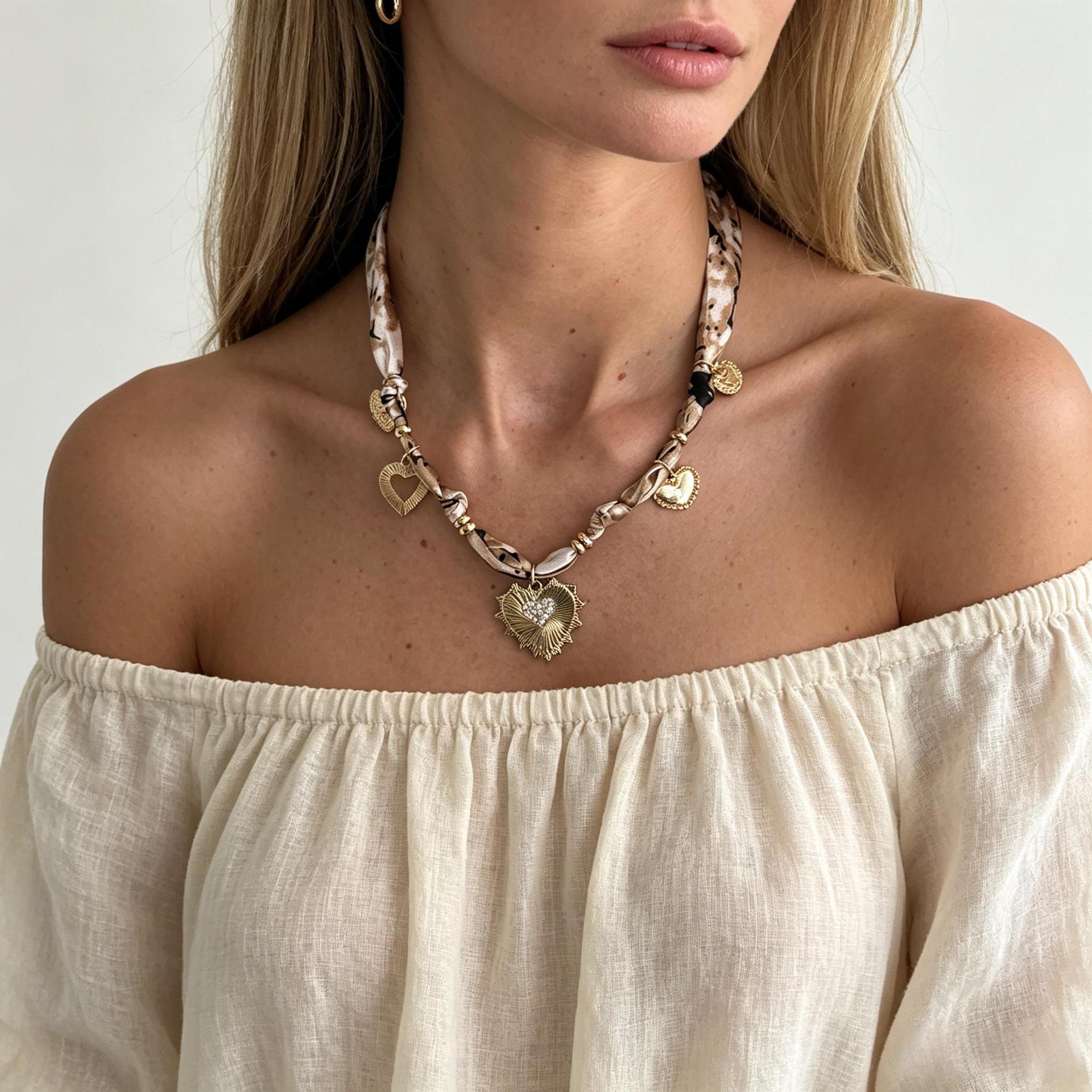 Accessories Sweet Cool Style Simple Heart Sun Pendant Necklace Leopard Velvet Choker Necklace