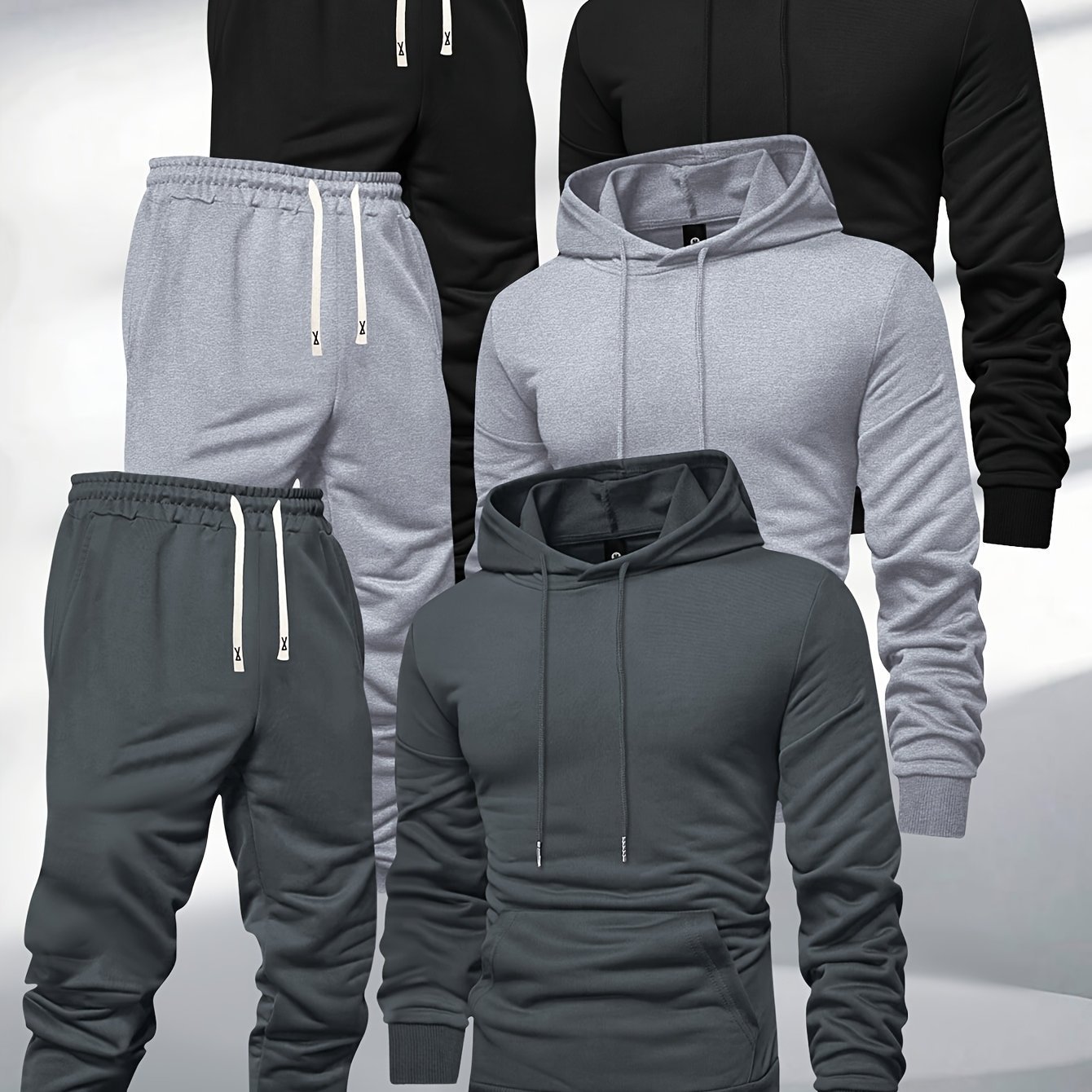 Men's Hooded Spring Autumn Plain Hoodie Sweatpants Casual Sports Men's Fall Suit
