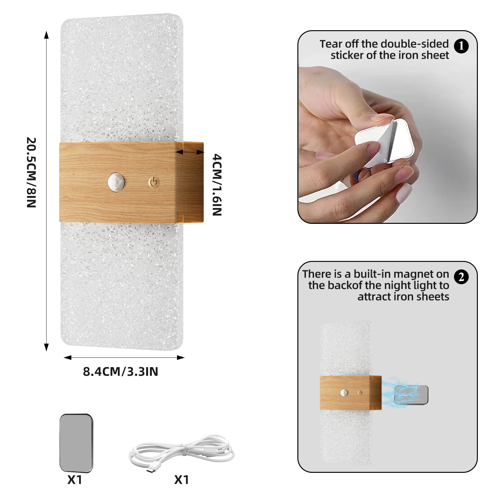 LED Human Body Induction Atmosphere Night Light Charging Magnetic No Wiring Acrylic Decorative Wall Light Smart Induction