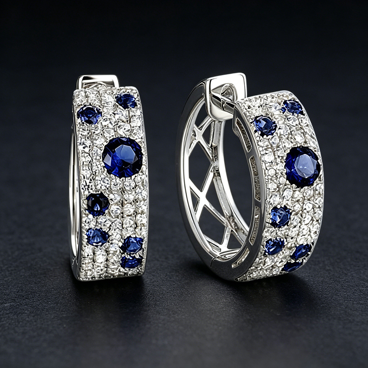 Sapphire blue zircon earring women diamond-like ear hoop earring new