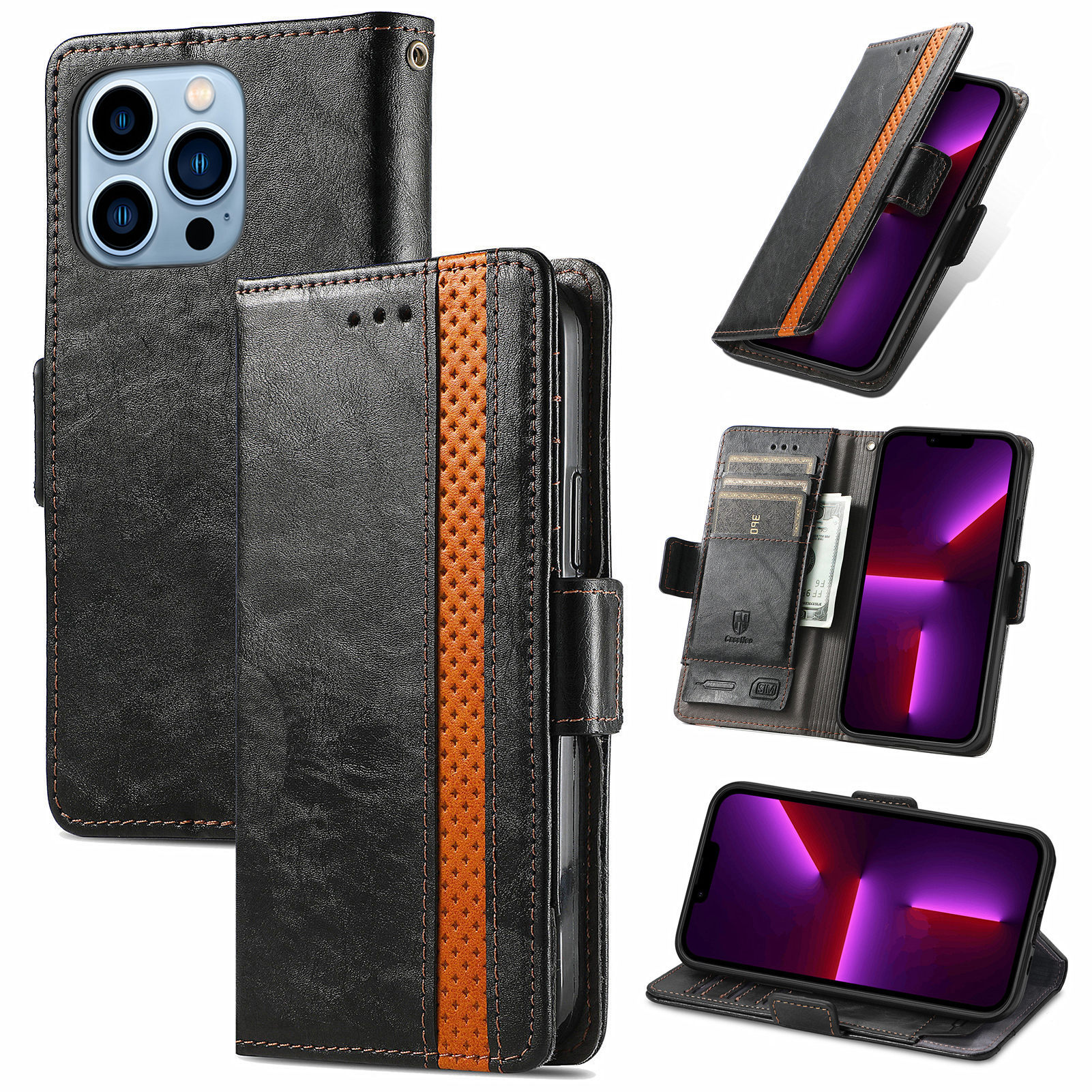 For Apple 18 phone leather case RFID anti-skimming magnetic flip case Samsung S26Ultra phone case