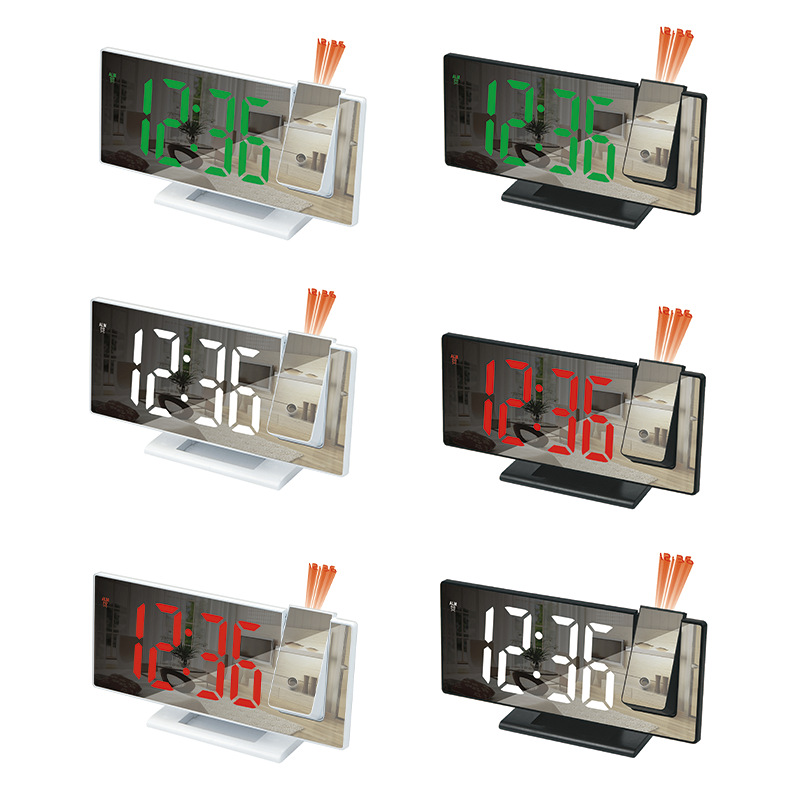 LED mirror projection electronic clock multifunctional large screen digital brightness adjustable desktop electronic clock with USB power supply