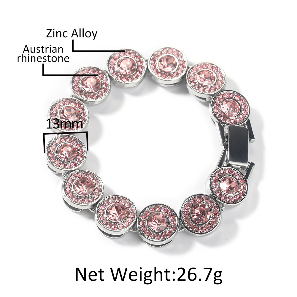 Pink Diamond Alloy Bracelet Simple Geometric Heart Bracelet Women New Cool Hip Hop Hand Jewelry