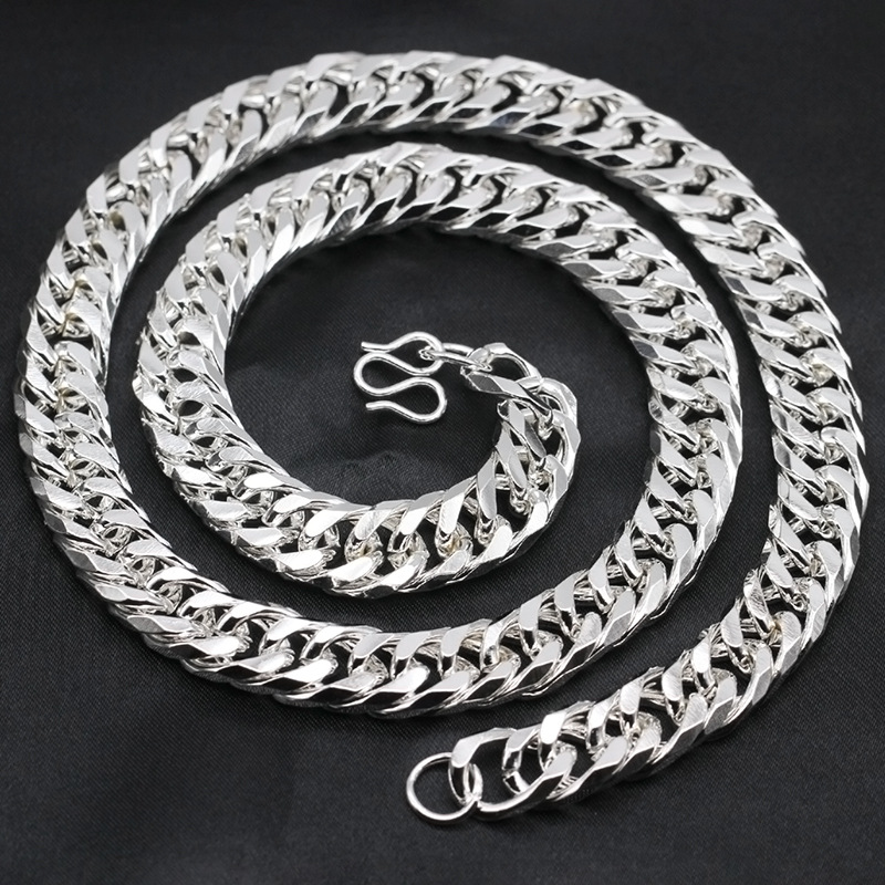 Men's Miao silver necklace imitation silver dragon pattern cloth dragon head dragon bone fox tail bamboo joint silver-plated necklace jewelry