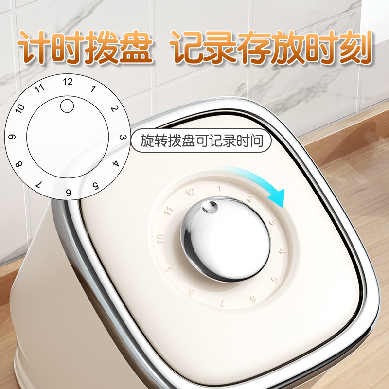 Automatic Rice Inlet Rotatable Insect-Proof Rice Bucket Food-Grade Home Kitchen Sealed Rice Container
