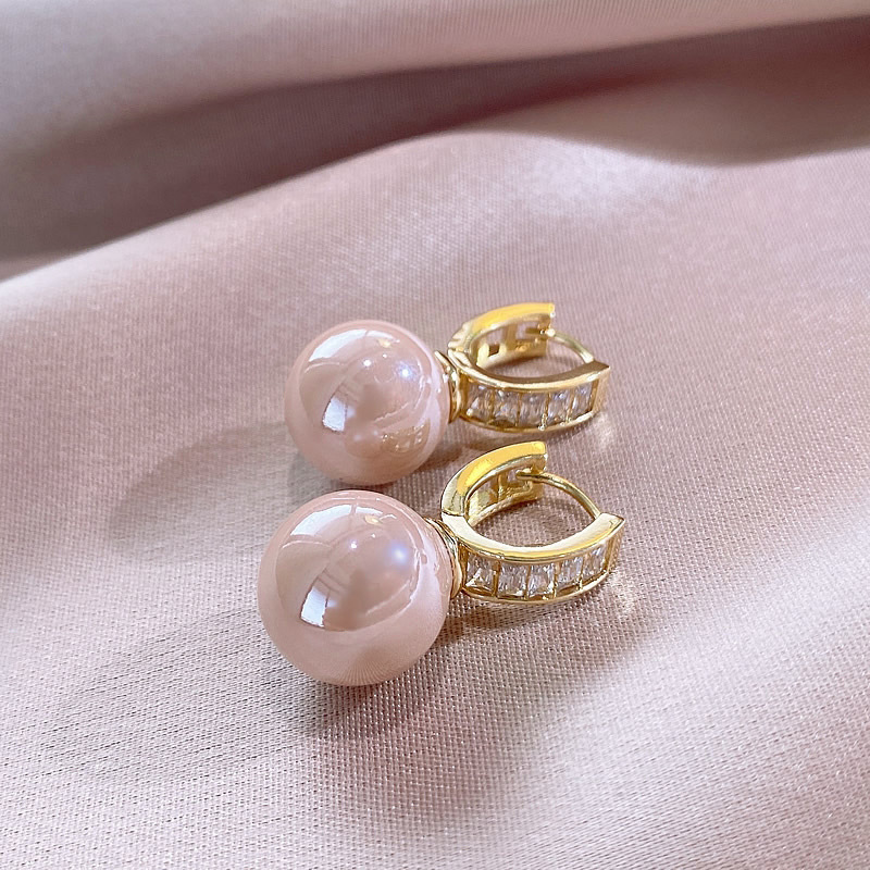 2023 new earrings women's geometric U-shaped earrings round face pearl ear clips