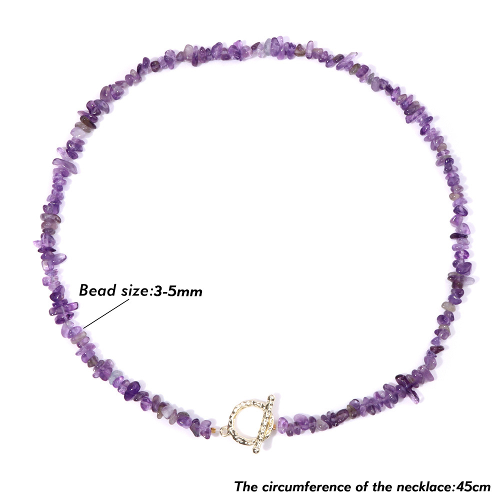 Crushed stone necklace for women irregular artificial stone beads OT clasp unisex necklace accessory