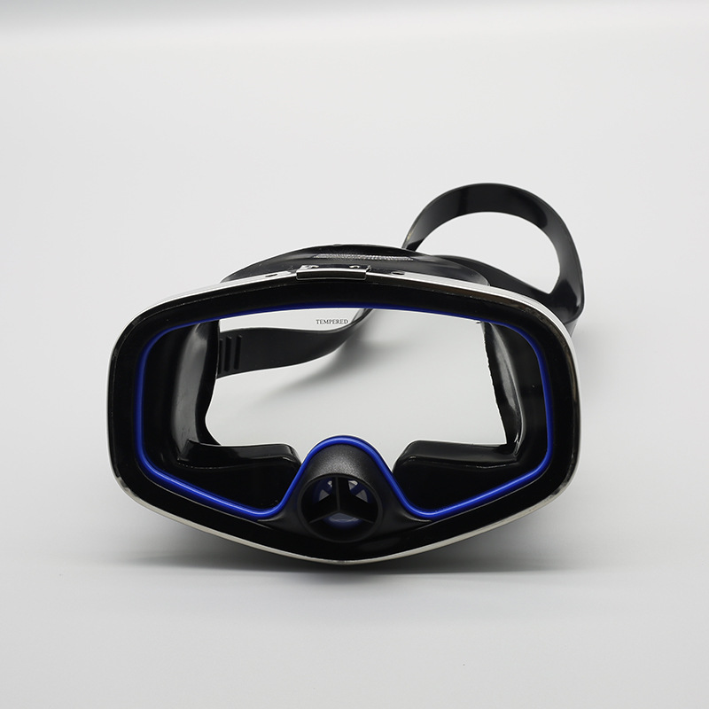 Professional valve diving mask silicone large frame adult beachcombing lightweight tempered glass men and women snorkeling mask