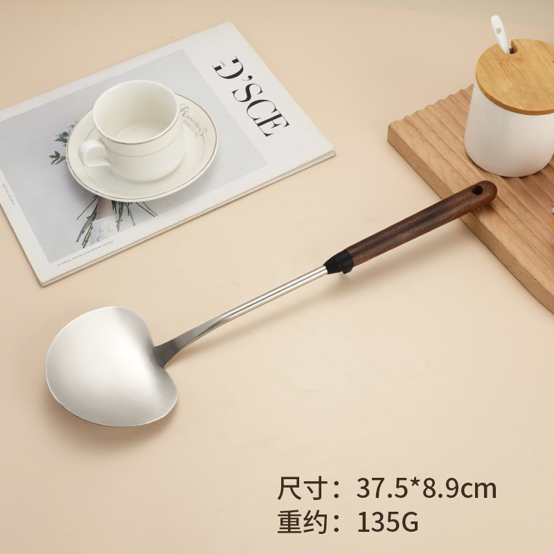 Stainless Steel Spatula Home Kitchen Mushroom Spatula Frying Pan Spatula Long Handle Anti-Scald High Temperature Resistant Cooking Spoon Kitchen Utensils