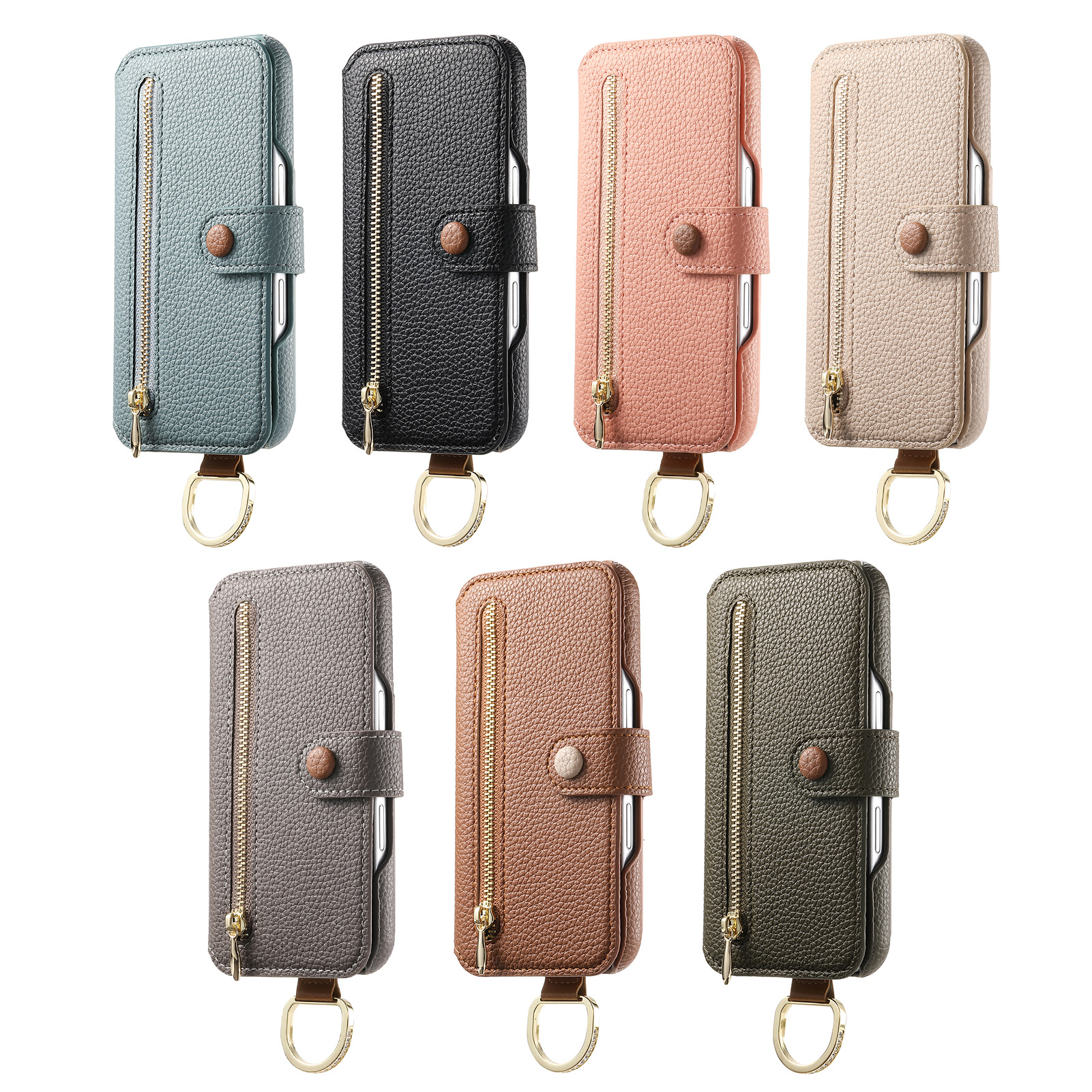 Litchi grain faux leather back adhesive flip phone leather case for Apple 18 phone case card slot iPhone18 shell