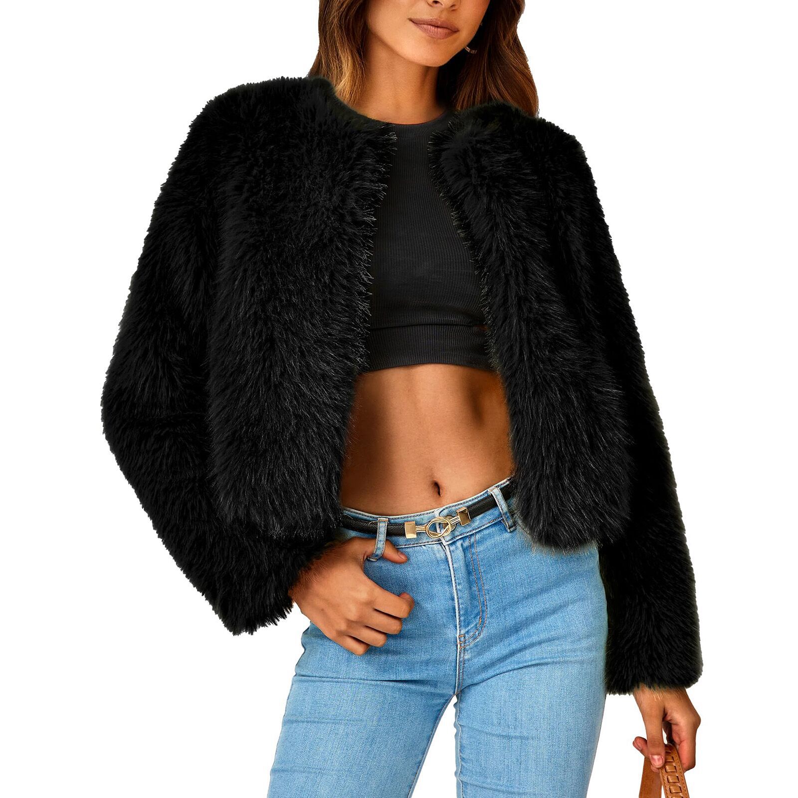Autumn/winter new toka round neck jacket faux fur coat young coat short faux fur coat