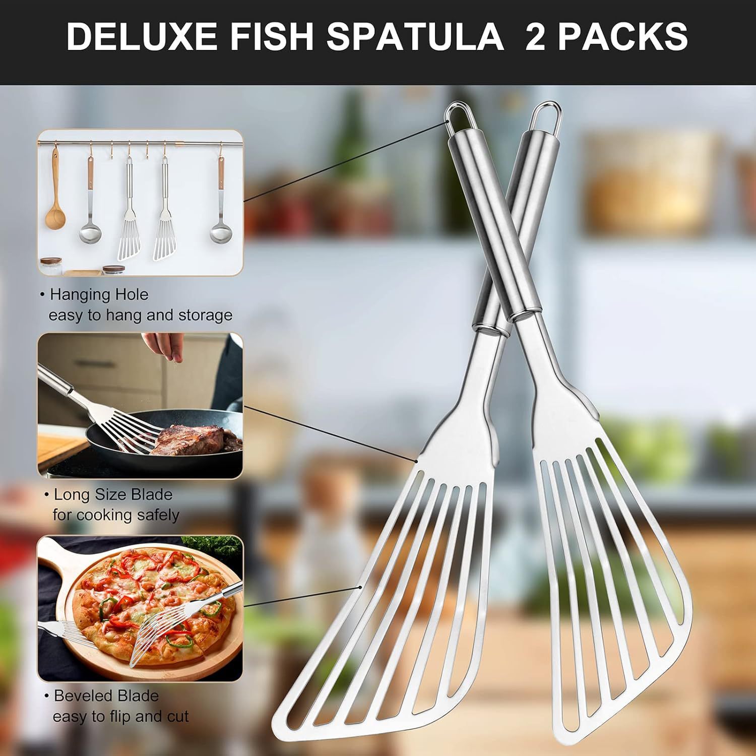 Stainless steel fish spatula steak spatula multi-functional slotted spatula kitchen supplies tools