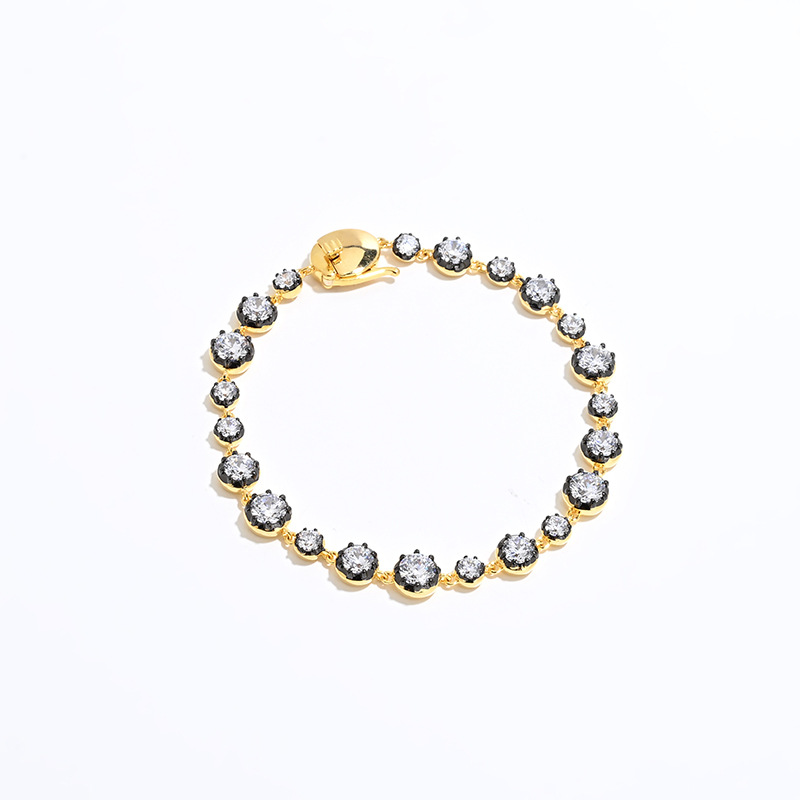 Staggered Bubble Drill Black Gold Bracelet S925 Silver Gold-Plated 18K Gold Sparkling Exquisite Niche Zircon Bracelet