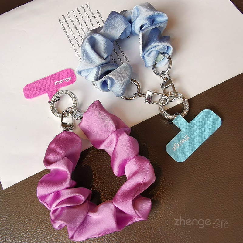 Phone strap wrist type short women's scarf hair scrunchie elastic band outdoor travel
