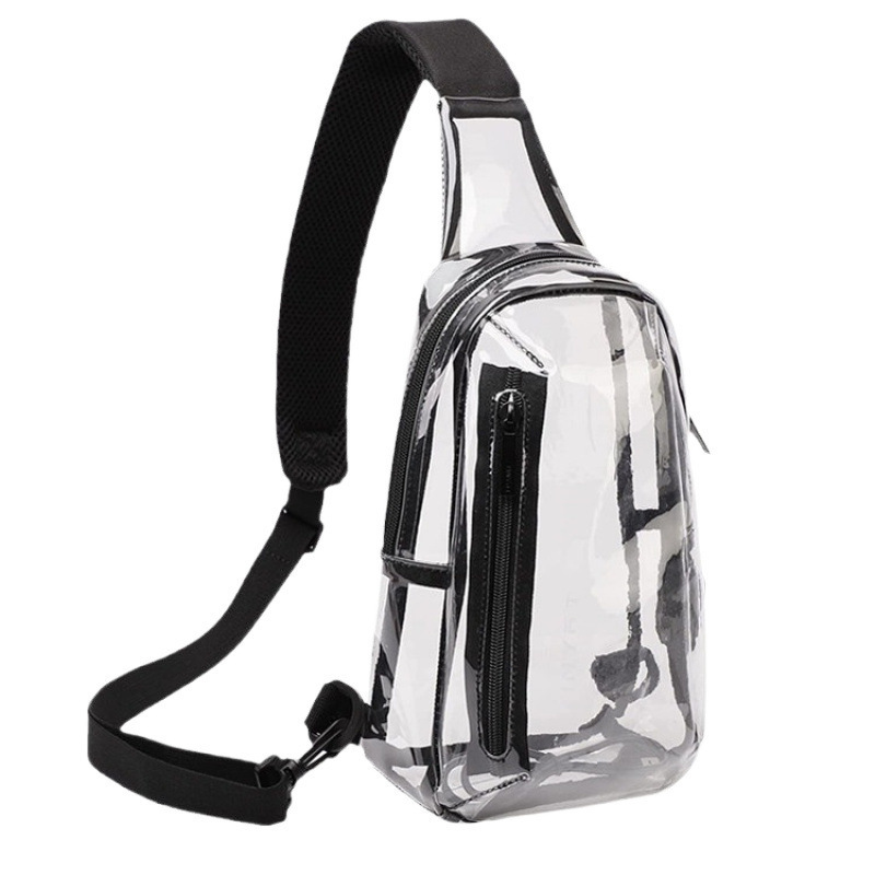 2024 New PVC Transparent with USB Charging Stadium Chest Bag Retractable Men's Women's Casual Crossbody Single