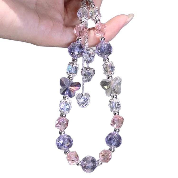 【Purple Sweetheart】Sparkling Purple Heart Tassel Phone Chain Bag Pendant Decoration