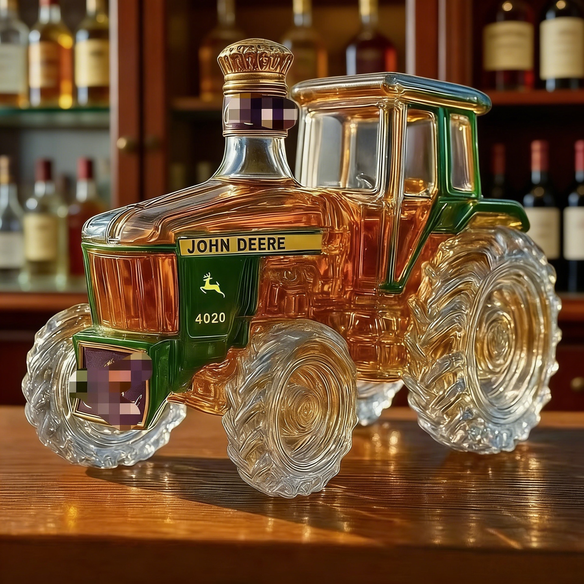 Safe packaging tractor shape high borosilicate glass wine bottle whiskey bottle decanter