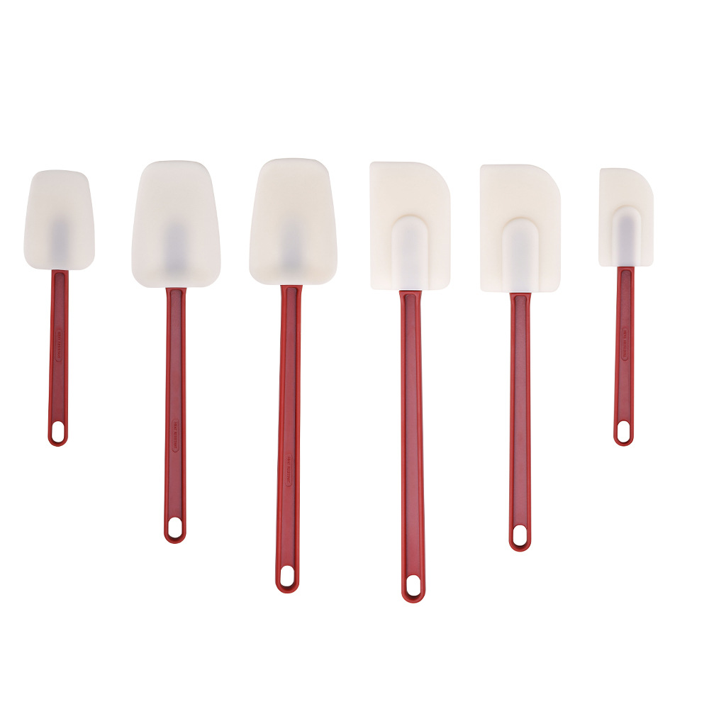 Baking Tool Silicone Scraper High Temperature Silicone Cream Kitchen Scraper Red Handle Scraper 3-Piece Set