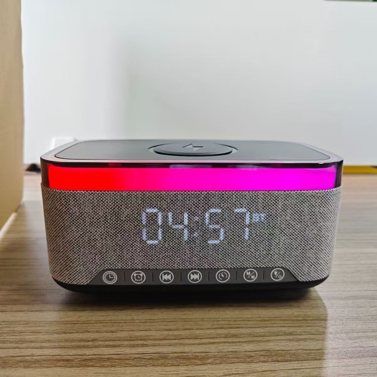 New LED display clock alarm clock 15W wireless charging speaker white noise high power Bluetooth small speaker