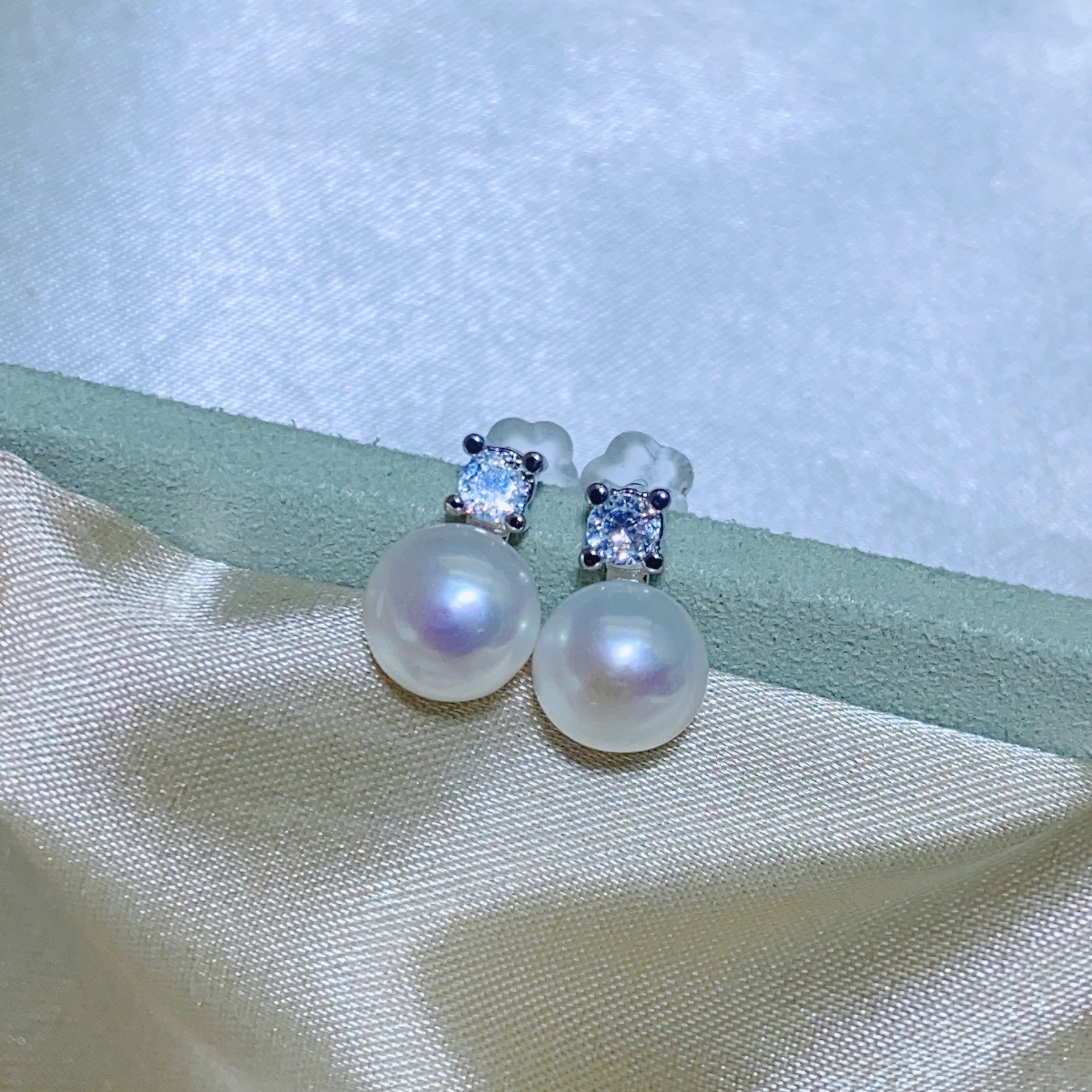 Princess 925 Silver Needle Earrings Natural Freshwater Pearl 7-8mm Surface Basically Flawless Earrings Small Batch Sample