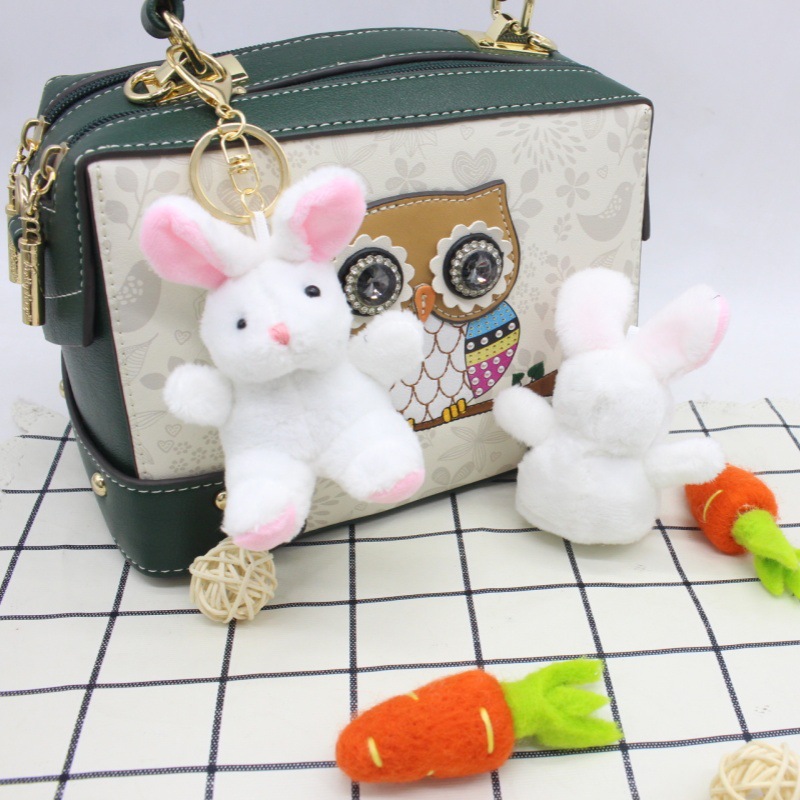 Japanese and Korean Cute Plush Pilot Bunny Bag Charm Cool Black Rabbit Keychain Interesting Couple Pendant