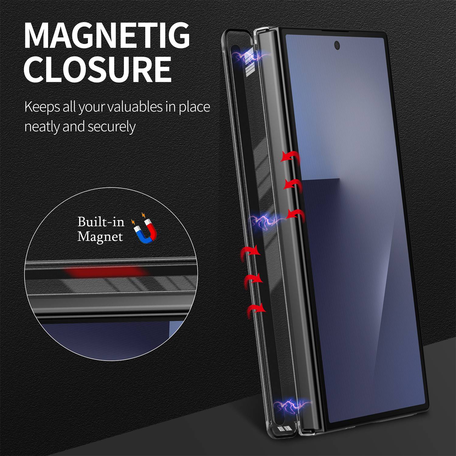 For Samsung Galaxy Z TriFold three-fold magnetic axis dual hinge ZFold8 leather protective case