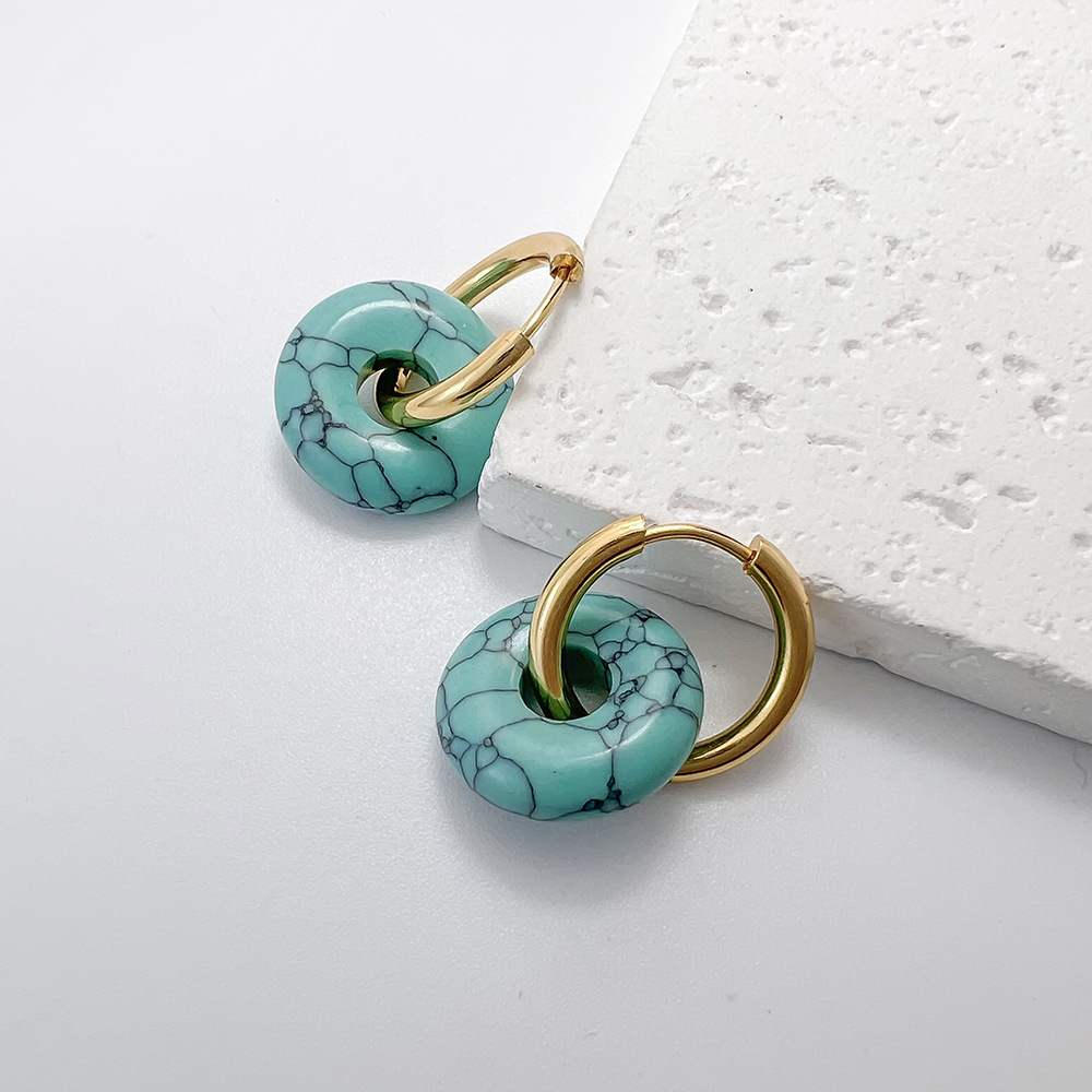 Stainless Steel and Natural Stone "Peace Knot" Hoop Earrings—Simple and Elegant Earrings