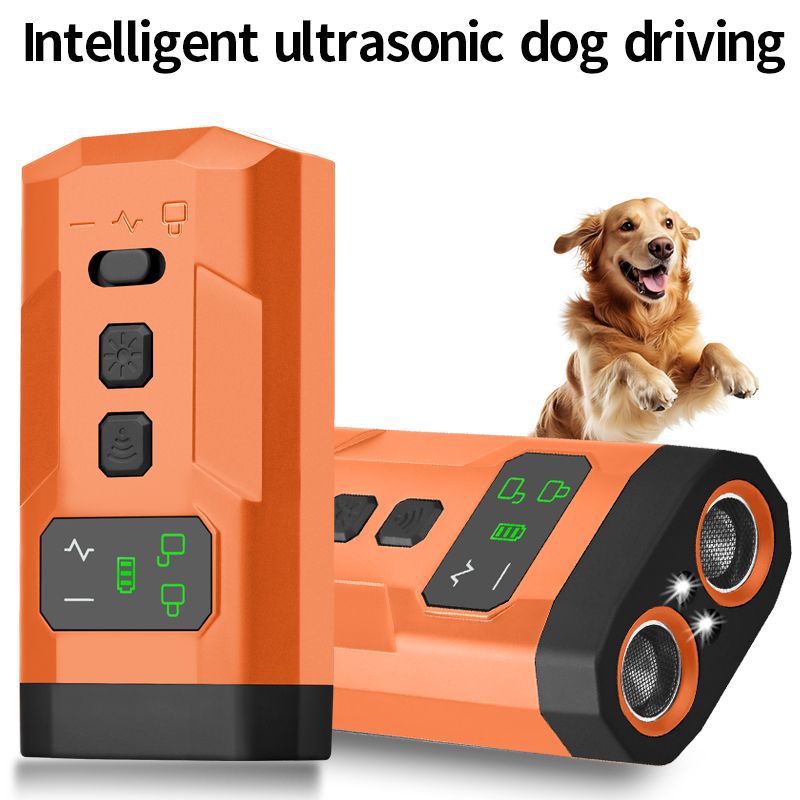 Ultrasonic Dog Repeller Dual-Head Mini Portable Anti-Dog Bite Bark Stopper Dog Trainer with Tail Light Dog Repeller