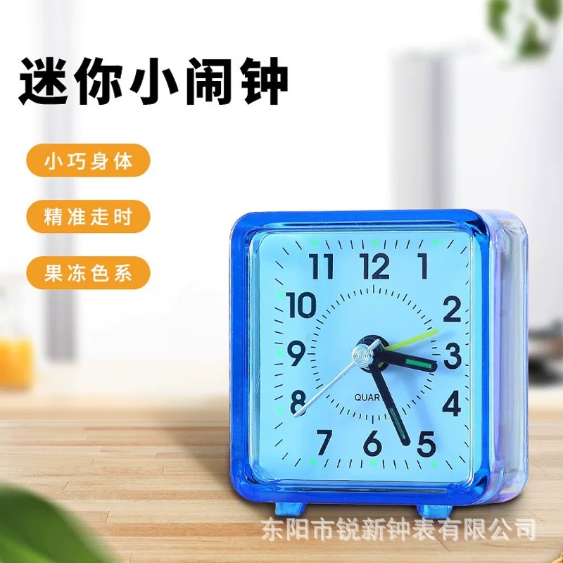 Simple transparent electronic alarm clock children candy color clock student bedroom loud small clock
