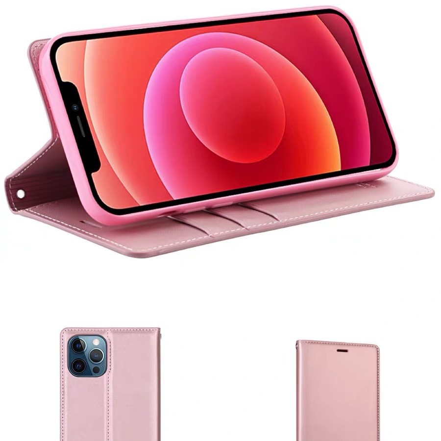 Compatible with Apple iPhone 13 14 15 16 17 Solid Color Magnetic Leather Case with Stand Card Slot Phone Protective Case