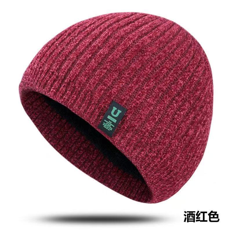 Men's Autumn Winter Warm Fleece Lined Yarn Hat Men Women Outdoor Cycling Ear Protection Cold Proof Pullover Hat Ice