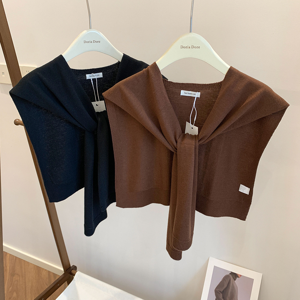 Outer layer small cape shawl, summer thin solid color sunscreen air-conditioned room shoulder cape