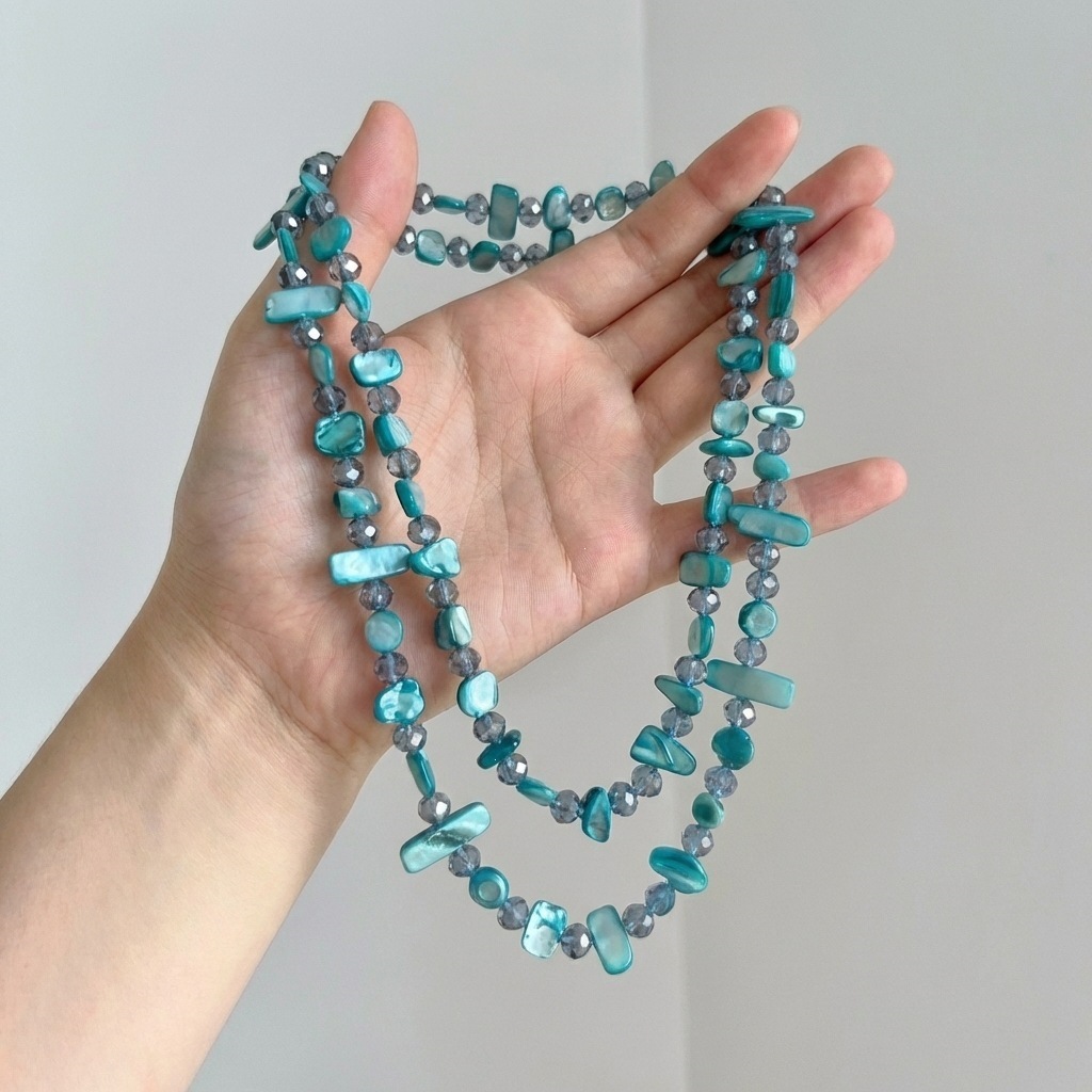 Colorful Natural Stone Beaded Accessories Bohemian Ethnic Style Necklace Niche Sweater Chain Women