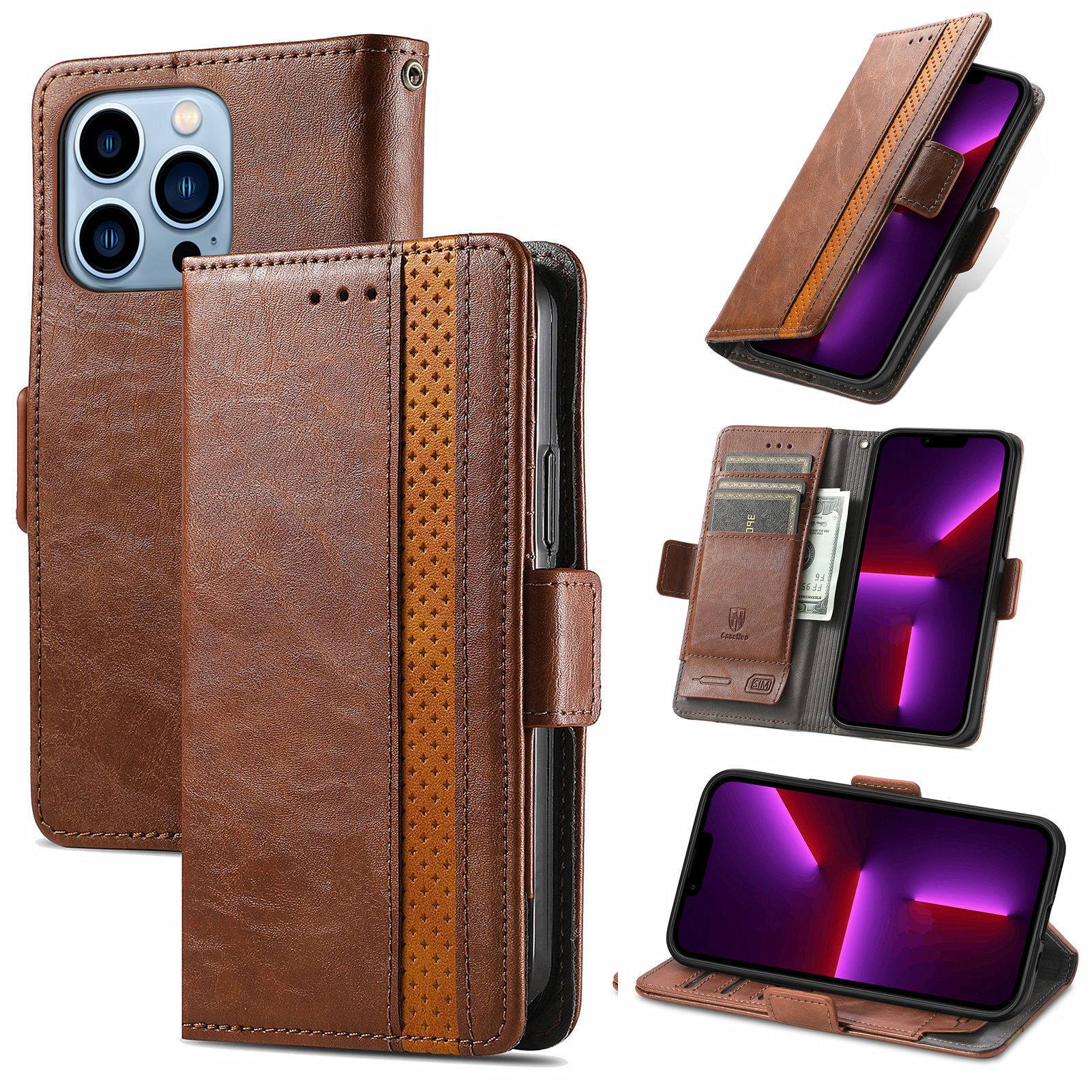 For Apple 18 phone leather case RFID anti-skimming magnetic flip case Samsung S26Ultra phone case