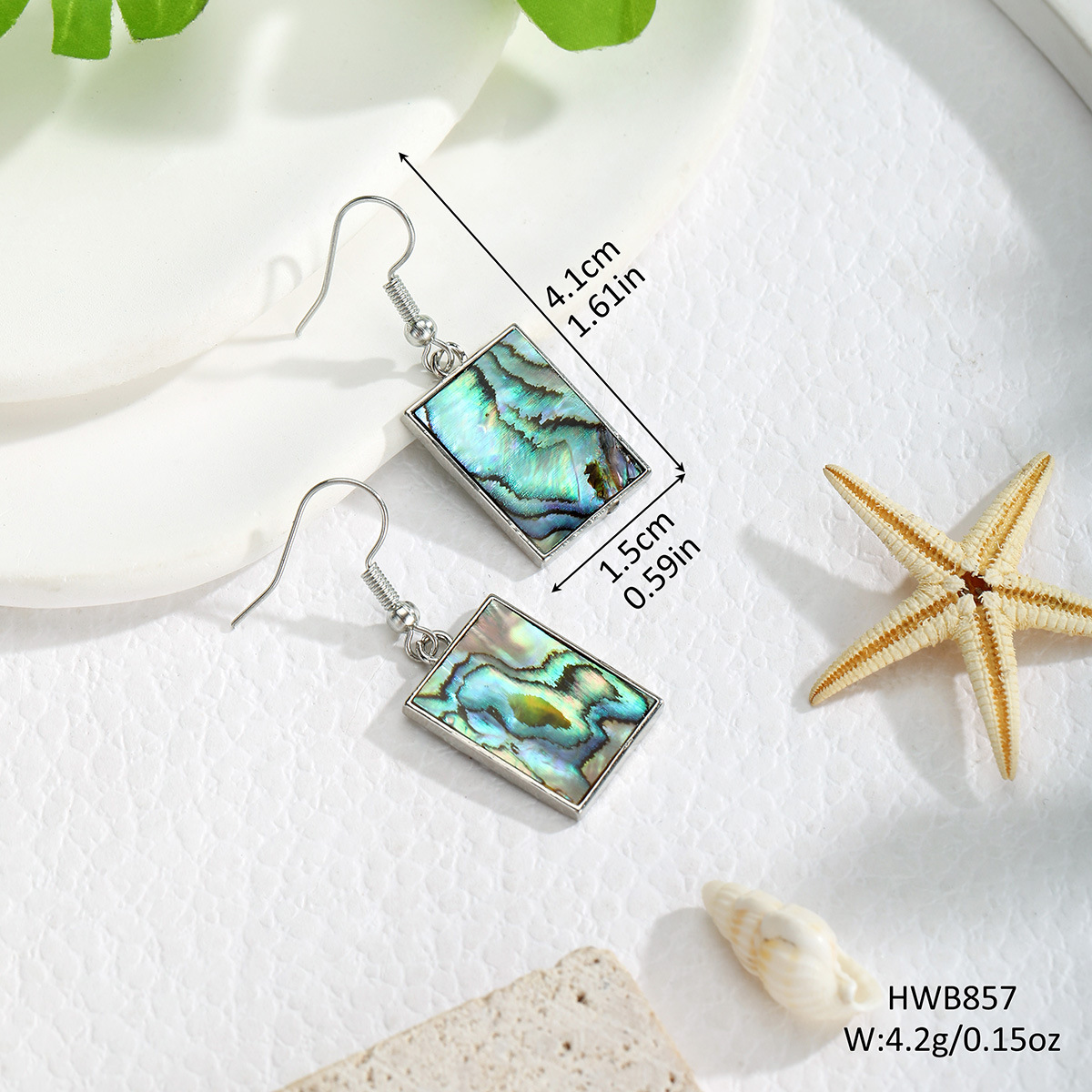 Geometric Natural Texture Abalone Shell Earrings Drop Earrings Accessories for Women